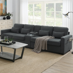 Harper & Bright Designs 4 Piece Modern Upholstered Sofa Living Room Set